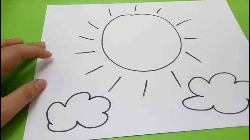 Đám mây được thể hiện qua kỹ thuật vẽ tô màu trên giấy